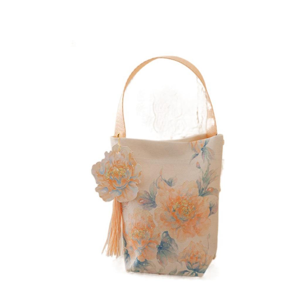 Temperament Chinese Style Handbag Printing Wedding Candy Bag Flower Tassel Wrist Bag  Festival