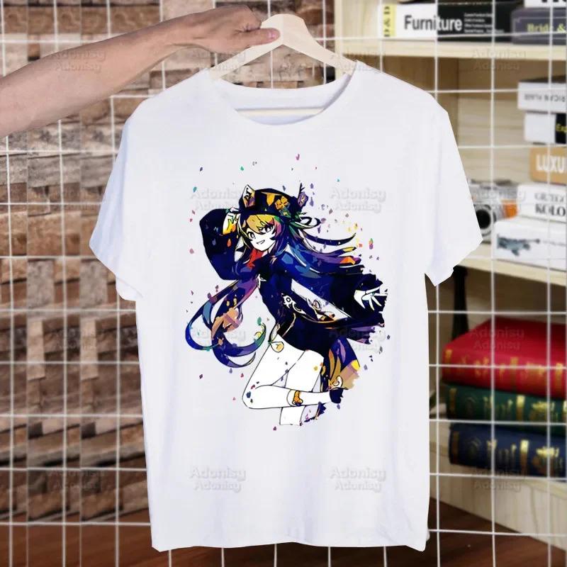 Genshin Impact HuTao Cartoon Kawaii  Unisex's Tshirt Cute Shirt  Unisexs Fashion T-Shirt For  Unisex Casual Tops Short Sleeve Shirt