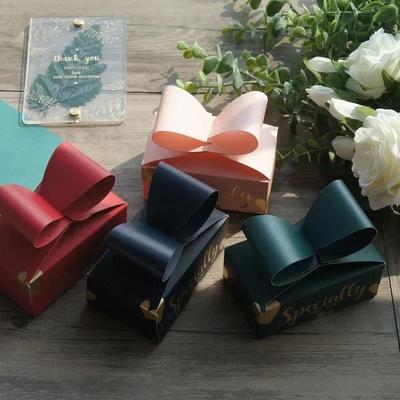 10Pcs Bow Paper Box As Soap Cookie Candy Little Gift Packaging Christmas Wedding Favors Cookies Decoration Candy Gift Bag