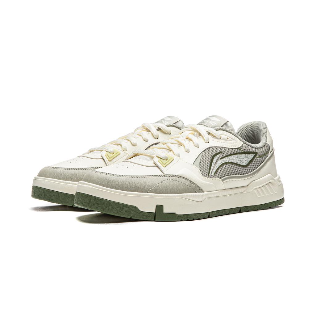 Li Ning Common 80s Skateboard Shoes Men's Low Top Ecru/Dust Gray Green AGCW135-2