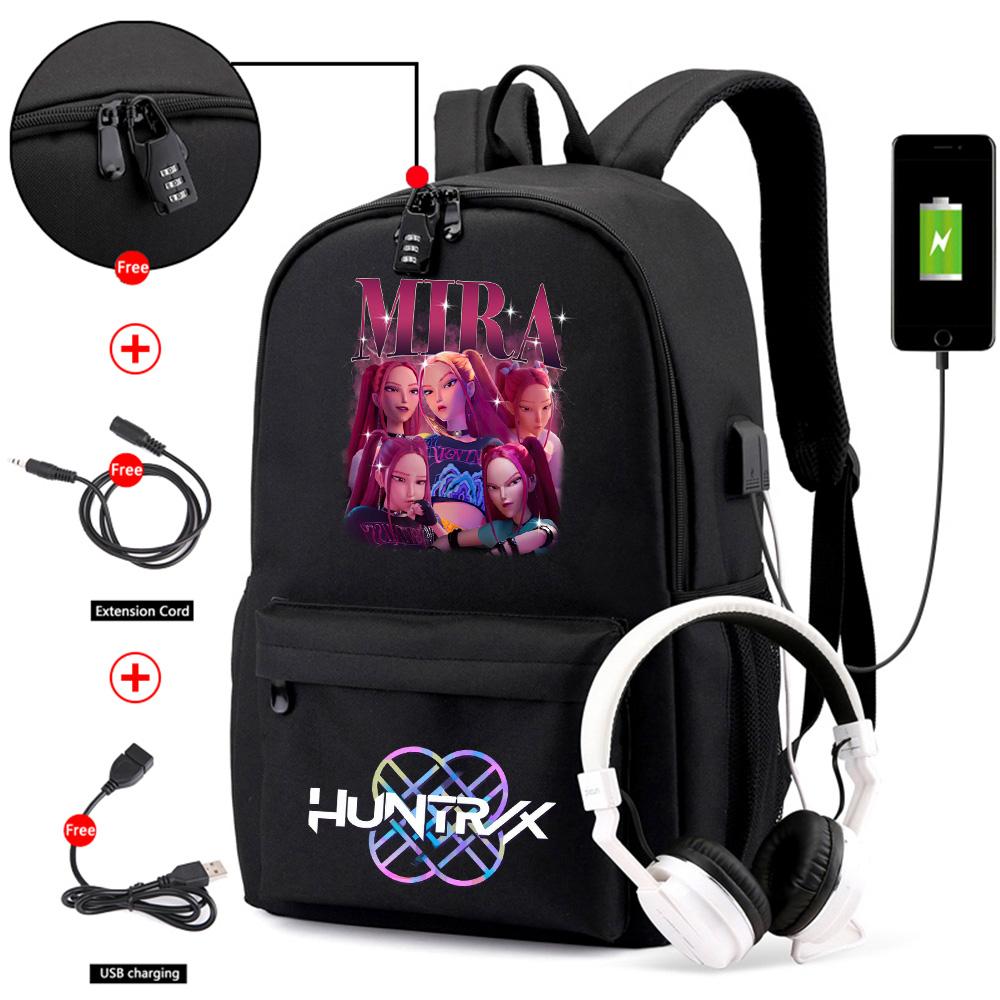 Anime Cartoon Demon Hunters Printed Backpack for Teenager Student Bookbag Schoolbag Women Large Capacity Waterproof Travel Bag Gift