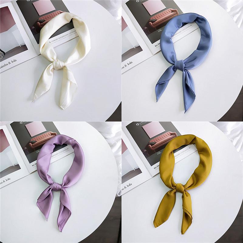 Kleines quadratisches Herbsttuch, einfarbig, Sommermode, Frühling, professionelles Kopftuch, koreanischer Stil, passend zur Arbeit, kleiner Seidenschal für Damen