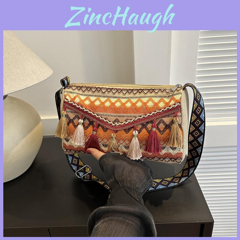 Trendy Ethnic Canvas Tote Bag 2023 New Arrival Bag Women Unique Fashion Shoulder Bag Casual Minimalist Crossbody Bag