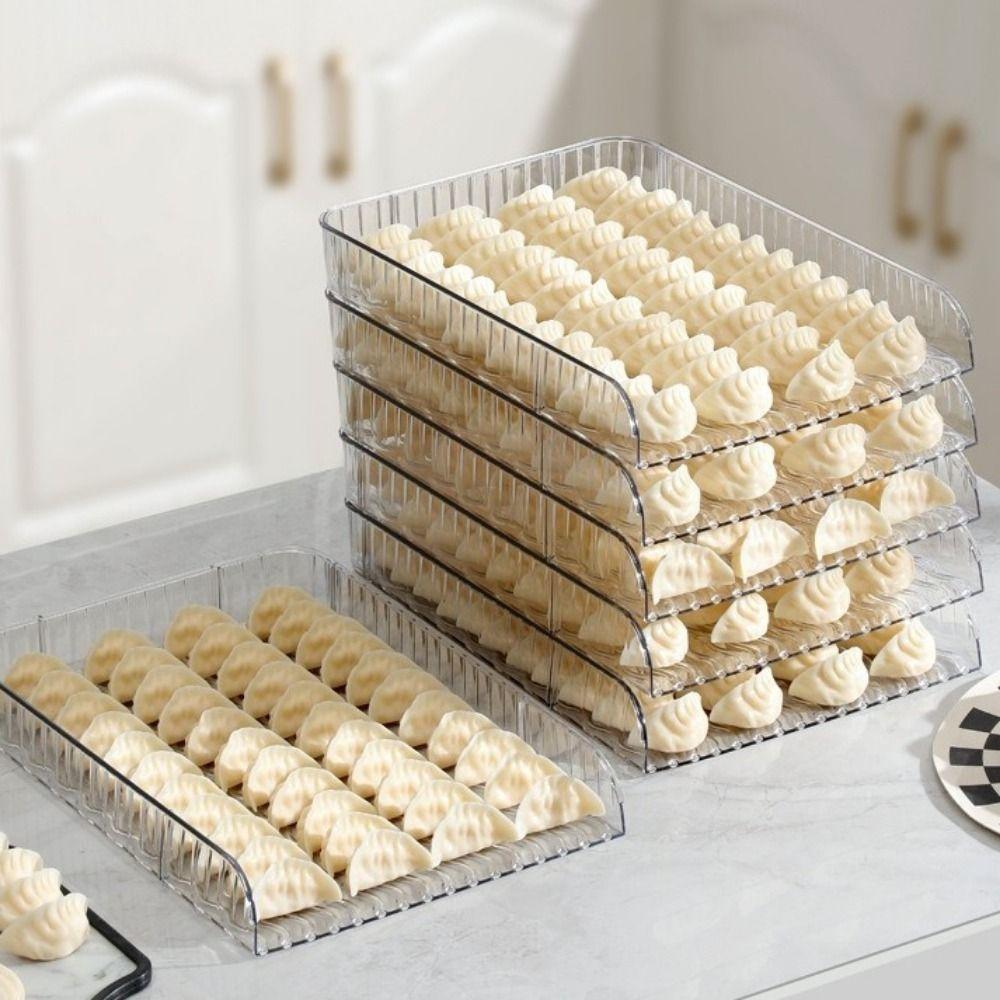 Transparent Dumpling Tray Rectangular Dumpling Box Food Grade Dumpling Cover Plate  for Home