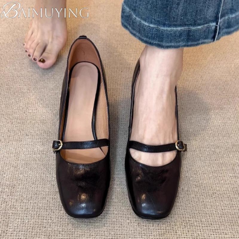 Fashion Square Toe High Heels Shoes Women Sandals Marie Janes Shoes Summer Loafers 2025 Trend Shallow Dress Pumps Chunky Zapatos Mujer
