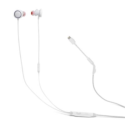 JBL QUANTUM 50C Gaming Earphones/Headset/3.5mm Plug, USB Type-C Connection, Detachable Adapter, Voice Focus In-Line Mic/White/JBLQTUM50CWHT
