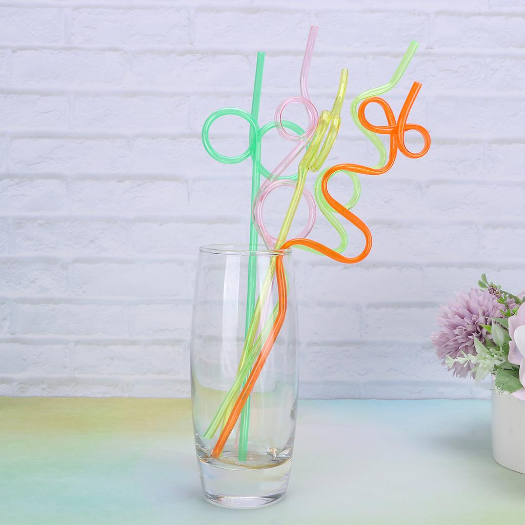 Buy 25pcs Disposable PET Straw Decorative Straw Curved Artistic Straw