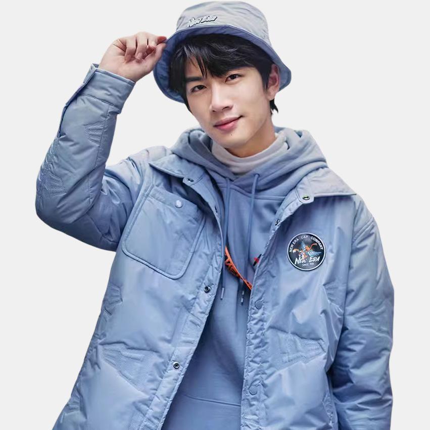 New Era FW22 Logo Print Polo Cotton Jacket Unisex Jacket Ice-Blue 13038765