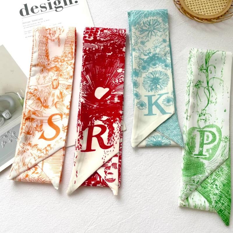 Long Silk Scarf Atmosphere New Thin Narrow Tie Bag Gift Strap Headband Small Tie