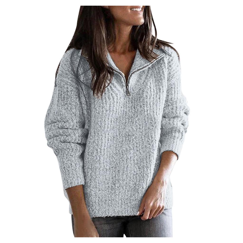 Dámská zimní móda sváteční jednobarevný svetr s dlouhým rukávem