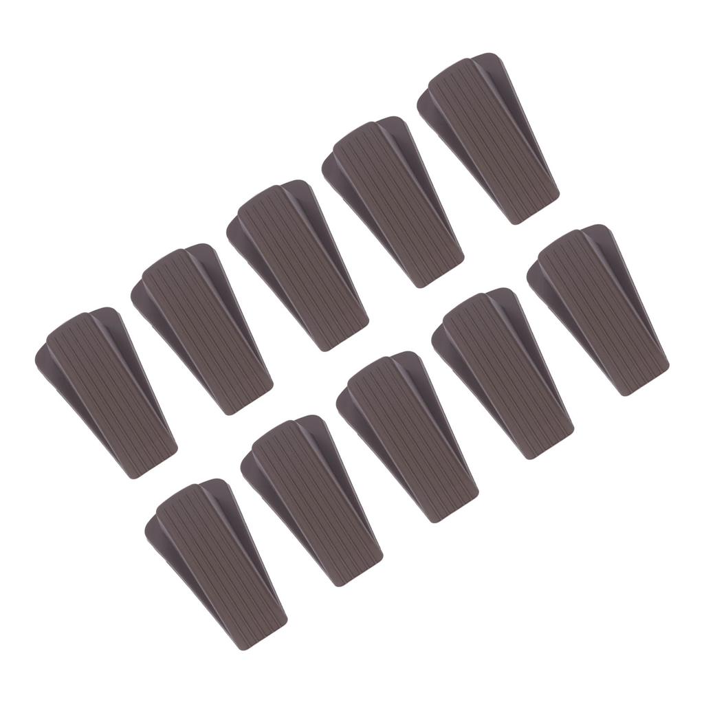 10Pcs Brown Door Stopper Set Convenient Practical Robust No Deformation Door Stop Wedge Kit for Home