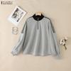 Women Casual Stand Collar Long Sleeve Blouse