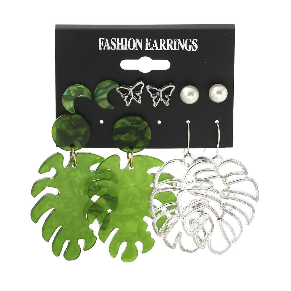 Acrylic Fashionable Leaf Earrings For Women Bold Butterfly Design Ideal Gifts For
