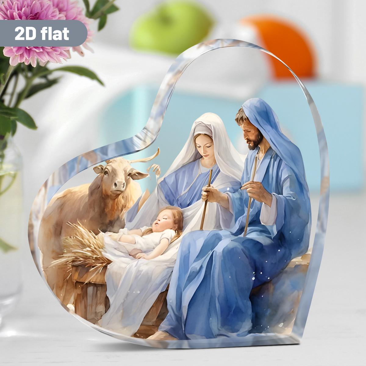 

Heart-Shaped Nativity Scene Acrylic Ornamen Sign, Shepherd & Youngsters, Classic Christmas Art, Christmas Decorations, Home Decor Item, Christmas Dec 10*10cm