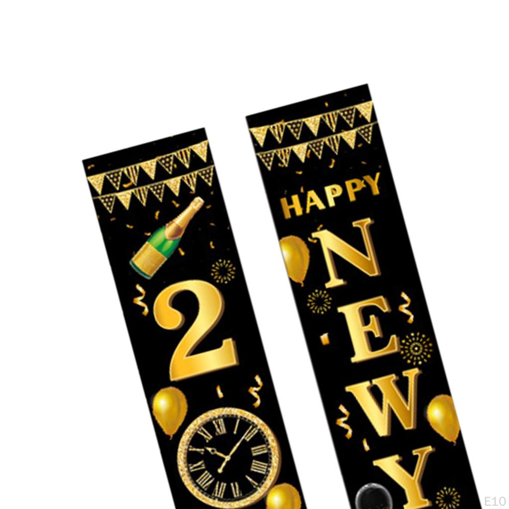 1 Pair Happy Year Porch Sign Hanging Banners Decorations Photo Props Ornament Party for