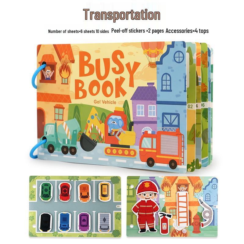 Children's Educational Busy Book Set: Cartoon Sticker and Flap Pack for Early Learning