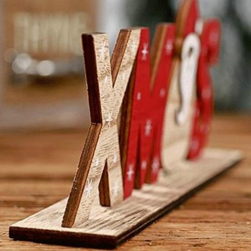 Abnehmbare Weihnachtsdekorationen für Zuhause Holzbuchstabe Weihnachtsmann Ornamente