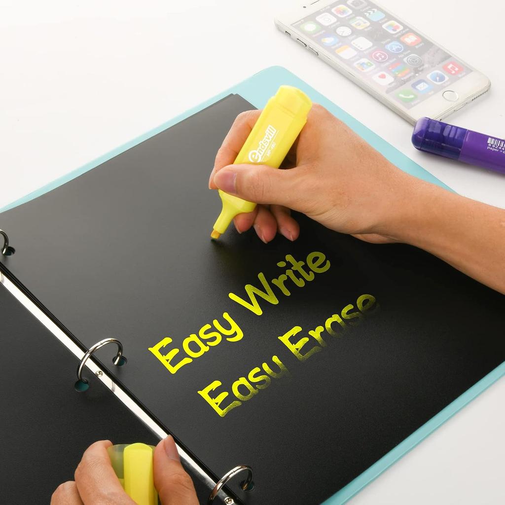 3 Ring Binder Dividers with 5-Tabs for Letter Size, 1/5 Cut, 3-Hole Punched, Write & Erase Plastic Binder Dividers Extra Durable Section Index