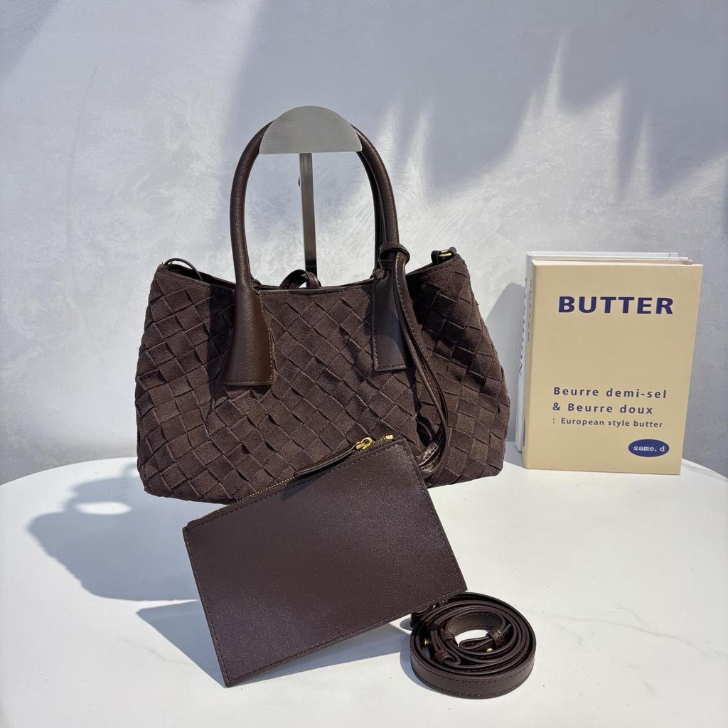 Herfst Retro Suède Geweven Tote: Veelzijdige Crossbody & Schoudertas