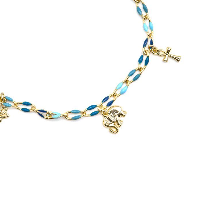 Bracelet - LUXENTER - Shione - Argent 925 - Laque bleue - Or 18k
