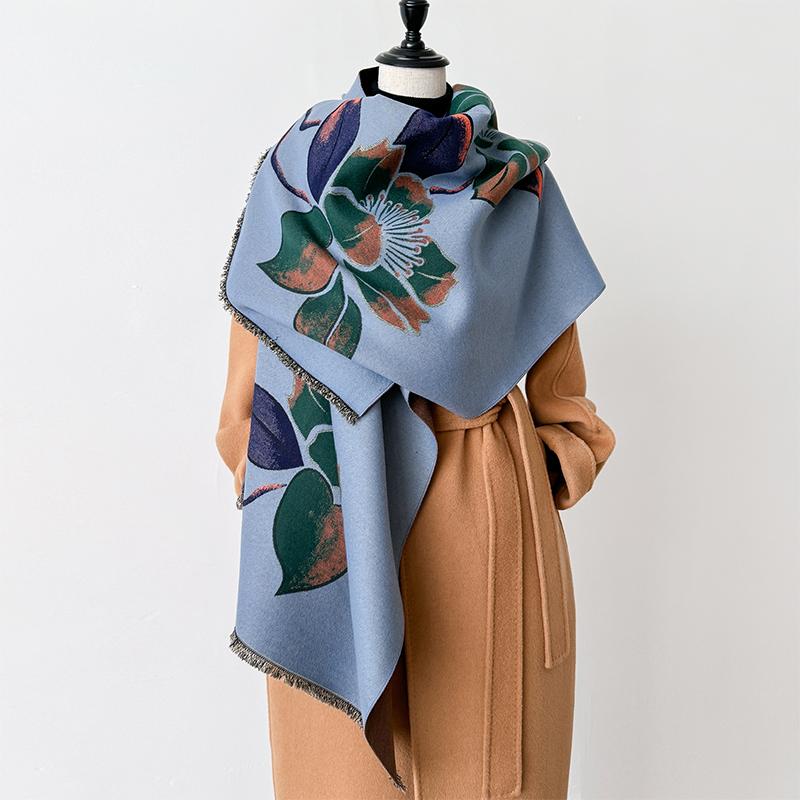 

2024 Новейший дизайн Зимние двусторонние жаккардовые кашемировые шарфы Высокое качество Женский утолщенный платок-шаль Женский шерстяной шарф-пашмина