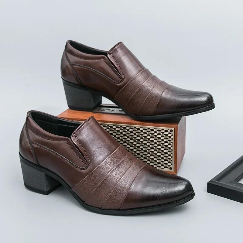Frühlingsslipper Herrenmode Herren Business Formal Spitzschuh Bequeme Lederschuhe Erhöhend Lässige Hochzeitsschuhe