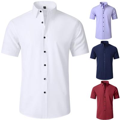 Haut d'été pour homme de style européen et américain, T-shirt uni à col rabattu, manches courtes, vêtement pour homme