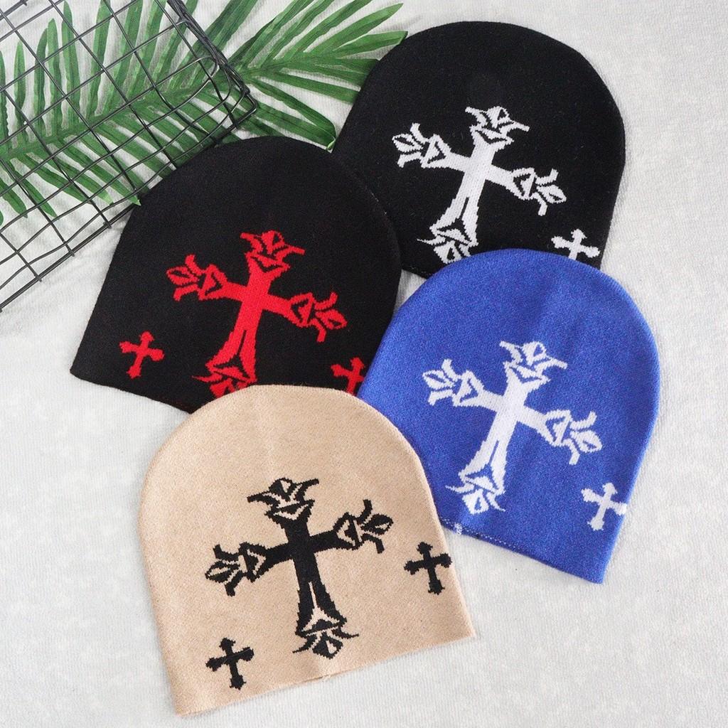 Knitted Hat For Men Women With Cross Pattern And Acrylic Material For Streetwear Style