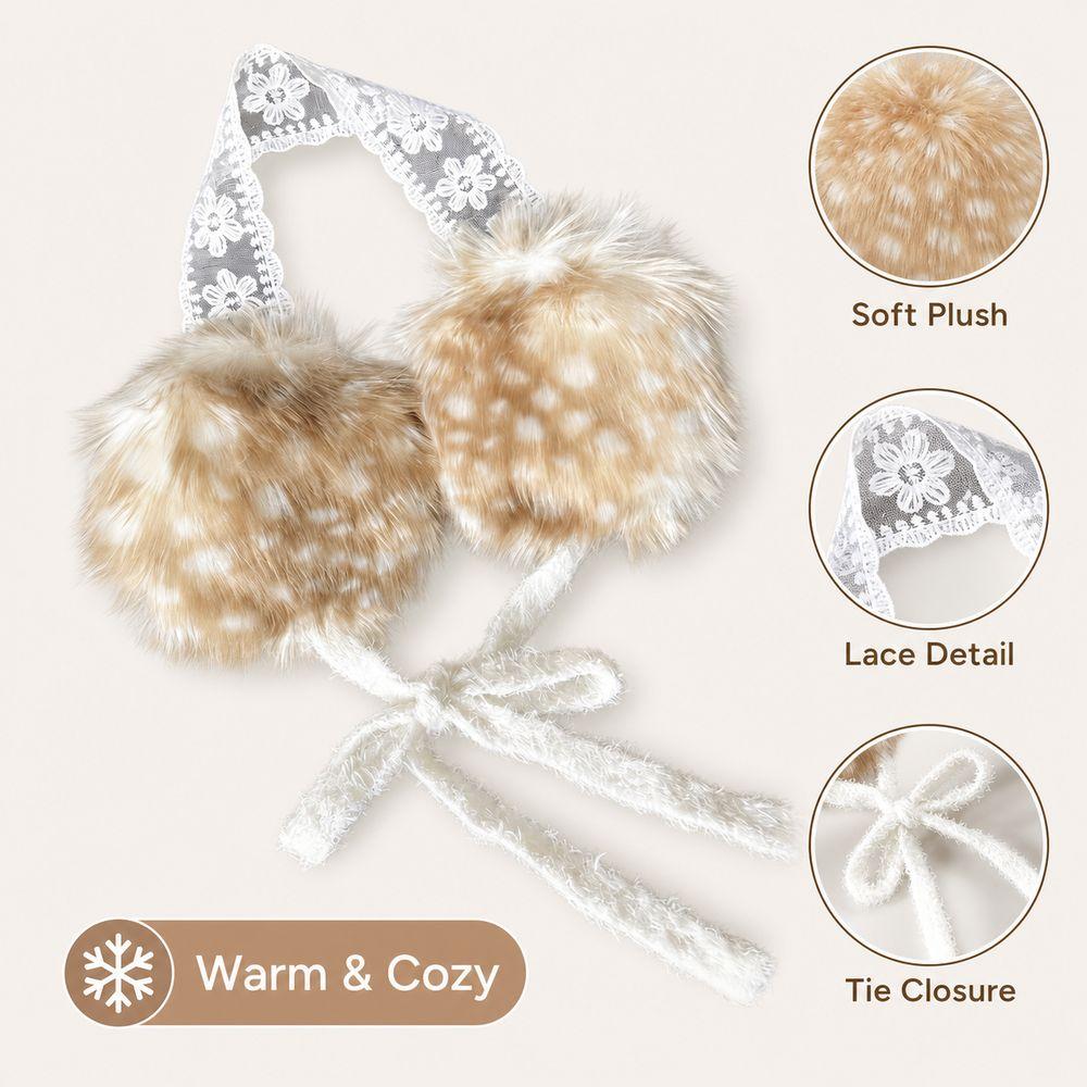 Plush Material Cold Proof Earmuffs Lace Design Plush Earmuffs Winter Earmuffs Winter Season