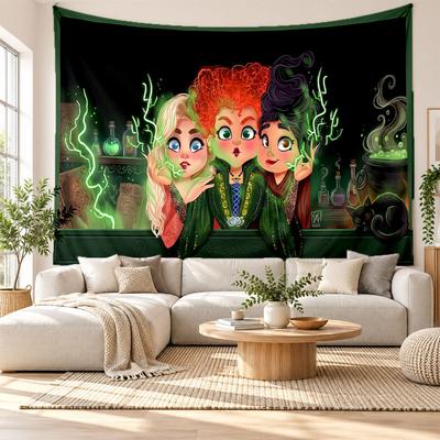 Hocus Pocus Sorelle Sanderson Arazzo da Parete Decorazione per la Casa Tessuto da Appendere Sfondo Artistico Arazzo per Camera da Letto
