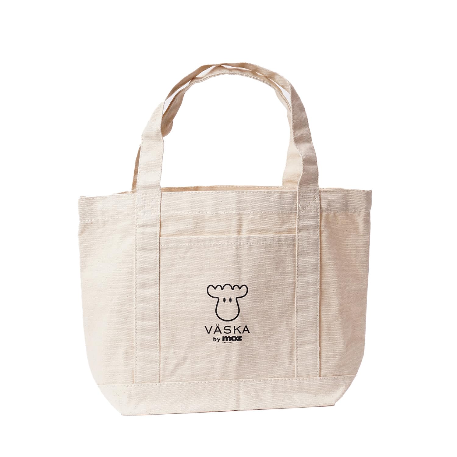 

VASKA by moz Tote Bag, Heavyweight Canvas with Pipe Handles, Nordic Swedish Elk Design, Women s, Walking Tote, Lunch Tote, Cotton, Natural White,
