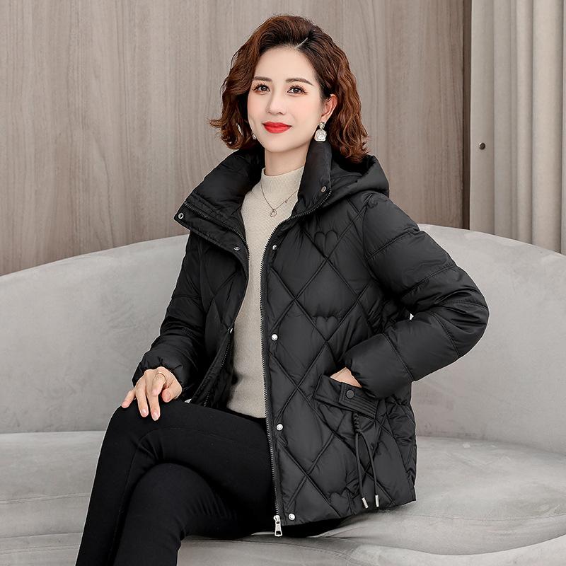 New Hooded Down Cotton-padded Jackets for Mothers, Middle-aged and Elderly Cotton-padded Jackets, Women's Short Cotton-padded Jackets, Winter Coats