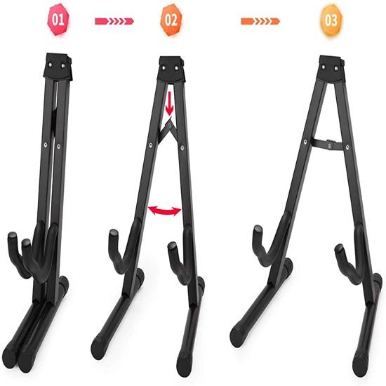39.11 Cm Metal Electric, Bass, Acoustic Guitar Folding Stand Home, Office Decor, Music Room, Perfect for Stage, Studio