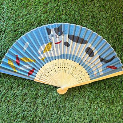 Adorable Kitten Bamboo Folding Fan - Personalized Souvenir Gift