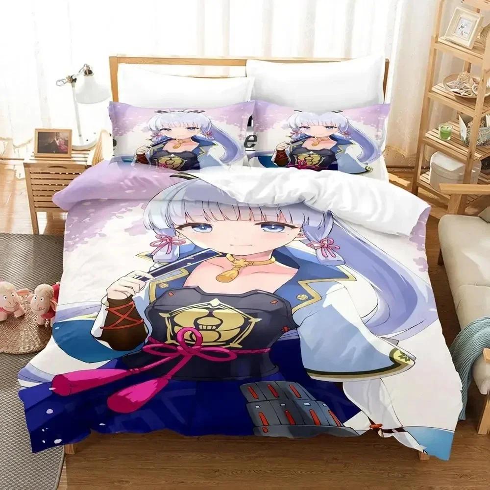 Game Genshin Impact Kamisato Ayaka Bedding Set 3D Printed Suitable For Bedroom Duvet Cover Set With Pillowcases Home Textile