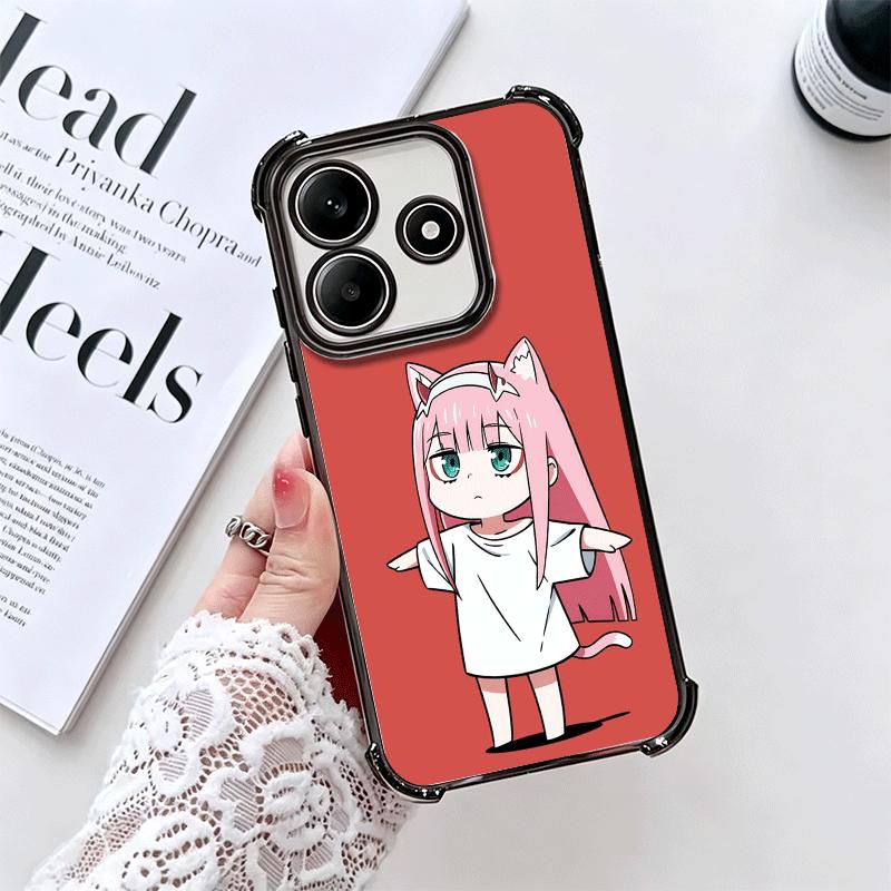 Zero Two 02 Kawaii Cute Plating Phone Case For Xiaomi Redmi Note 14 15 Pro Plus 13 12 11 11S 11T 10 9S 9 5G Anti-Fall Airabag Co