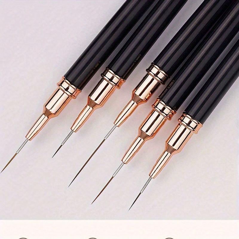 Nail Art Liner Brushes 5Pcs Painting Nail Art Brush Plastic Handle Nail Dotting Drawing Tool for Long Lines, Fine Drawing Sizes 7/9/11/15/25mm
