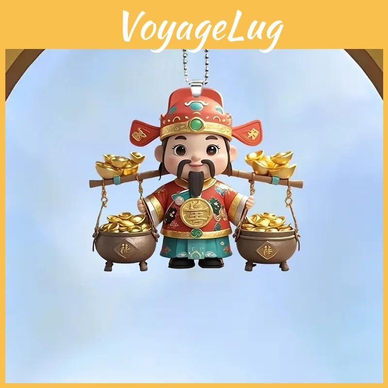 Car Acrylic Interior Pendant With Cartoon God Of Wealth Design For Home Decor