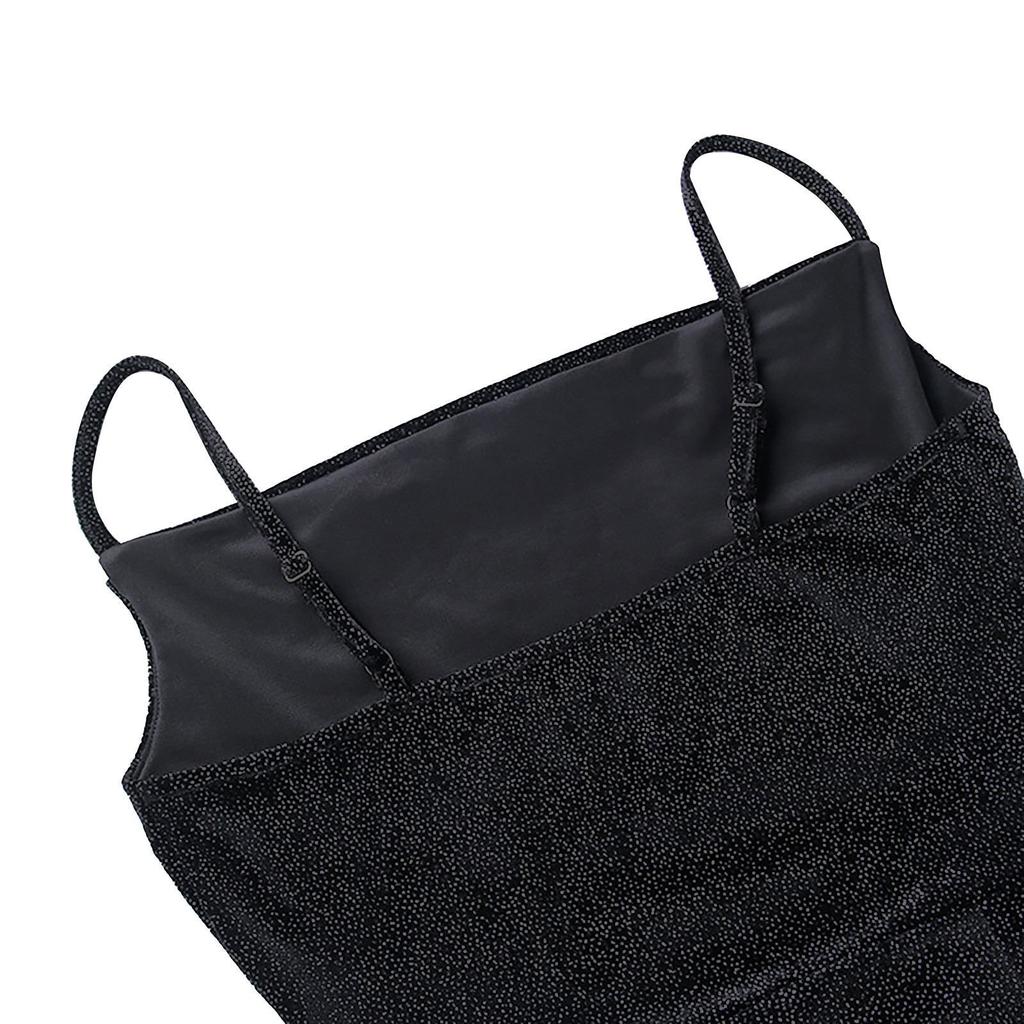 Women's Sleeveless Tank Sexy Strap Wrap Ruched Slit Party Cocktail Midi Dress