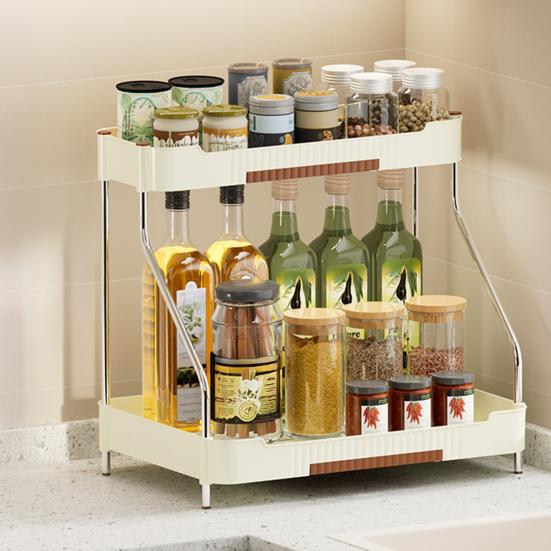2-Tier Kitchen Counter Organizer Storage Shelf with Drip Trays Countertop Organizer Rack for Bottles And Jars Kitchen Bathroom