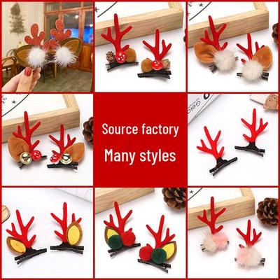 Children's Christmas Reindeer Antler Hair Clips - Cute Cartoon Hair Accessories for Party Decorations