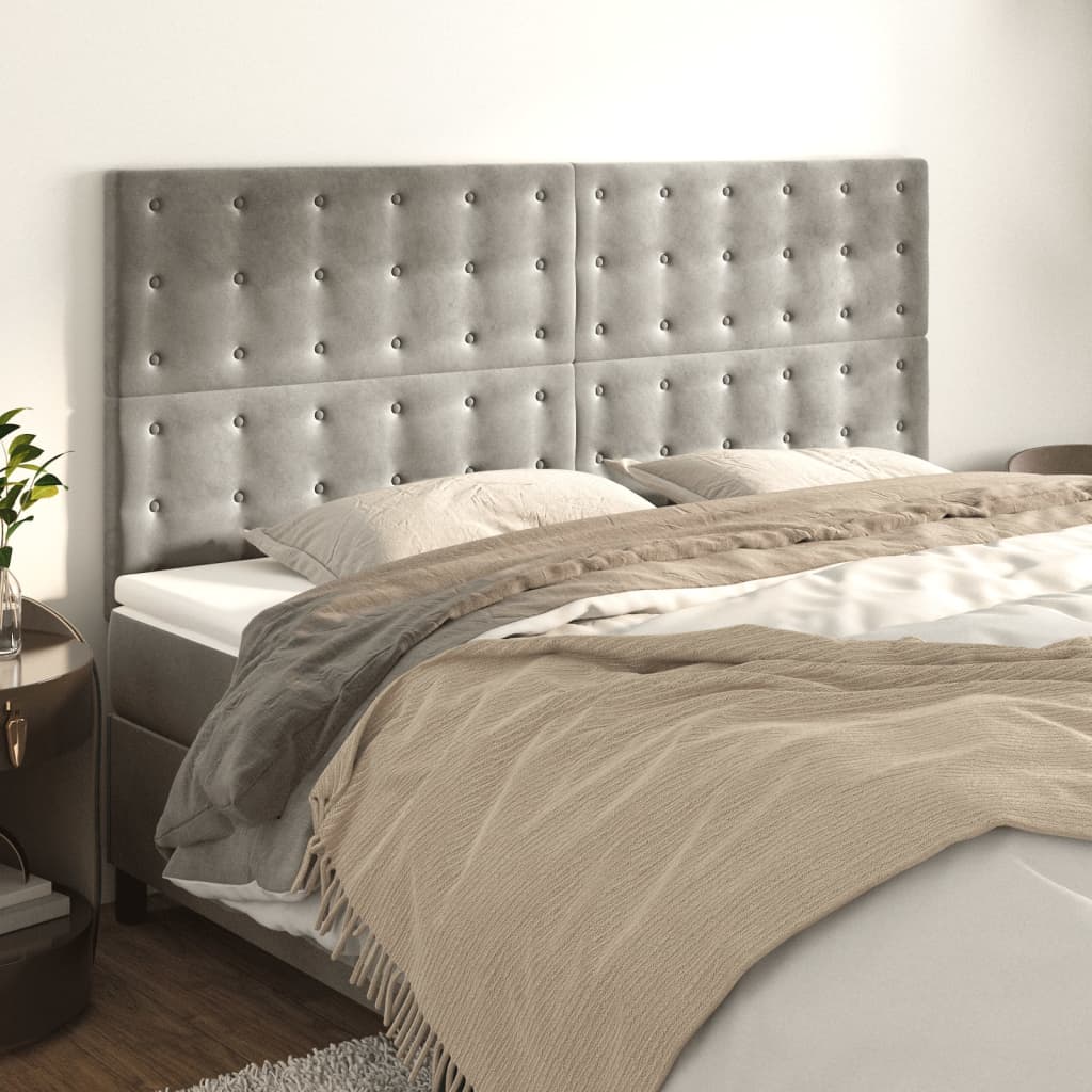 Vidaxl Bed Headboards, 4 Pcs, Light Gray, 80X5X78/88 Cm, Velvet