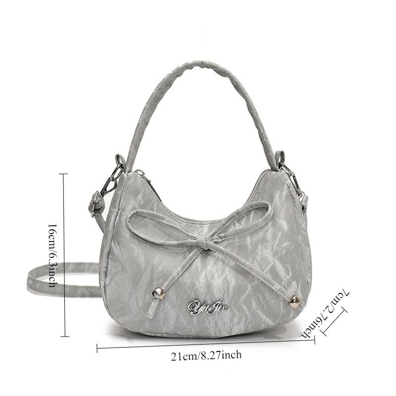 Solid Color 2026 New Large Capacity Bow Bags, Fashiable and Versatile Underarm Shoulder Bag, Casual Commuting Women's Handbag