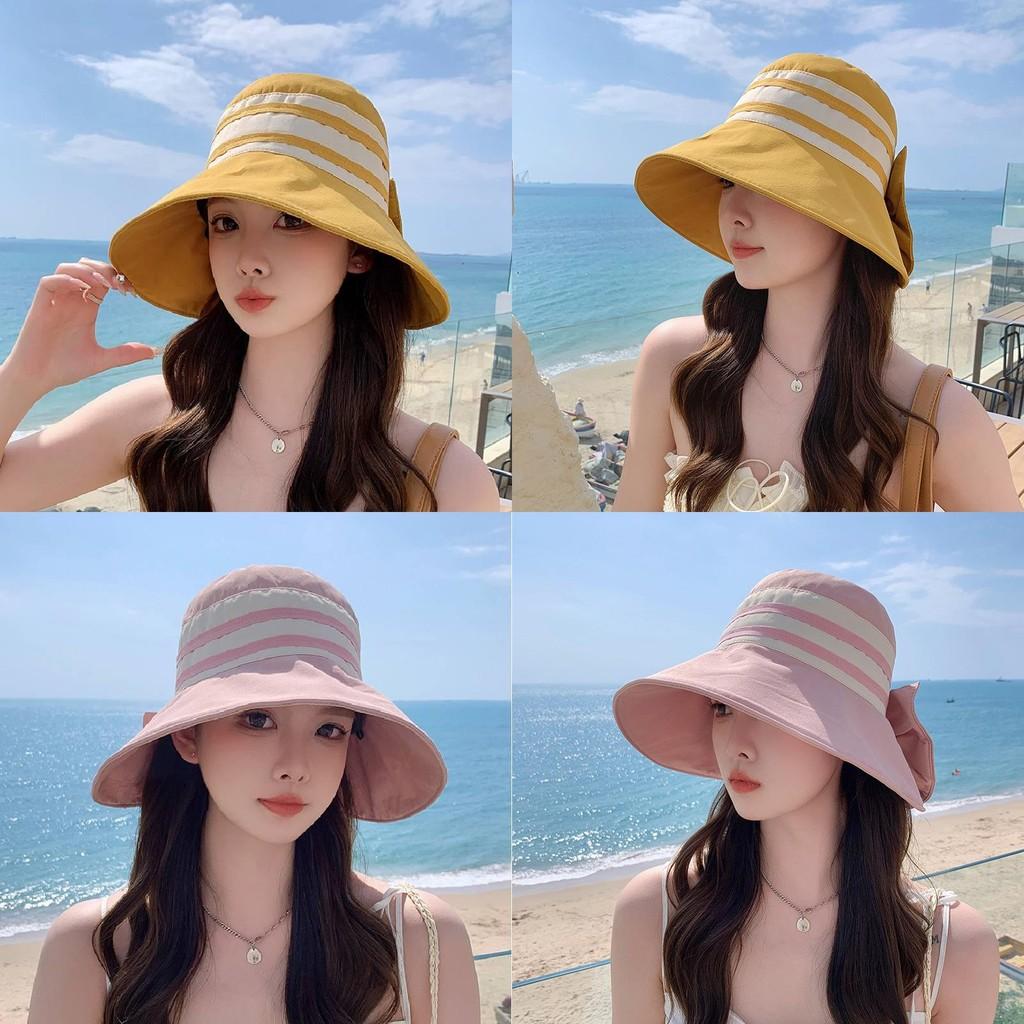 Summer Sun Protection Hat With Wide Brim And Bow For Women Outdoor Casual Wear
