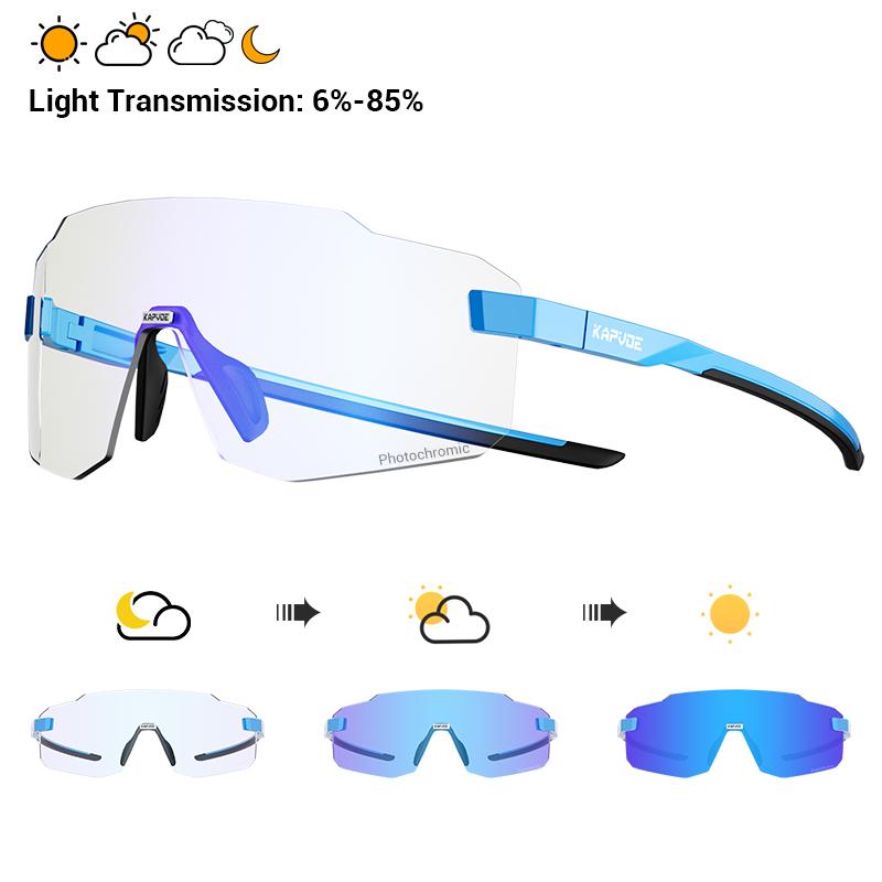 KAPVOE Photochromic Cycling Glasses Outdoor Bicycle Sunglasses Sports Eyewear Men MTB Cycling Sunglasses Women Road Bike Glasses