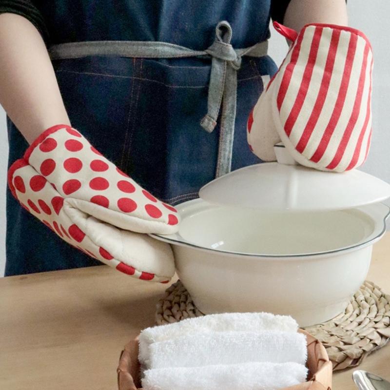 Japanische Ofenhandschuhe aus Baumwolle, hitzebeständige Küchenhandschuhe zum Backen, Grillen und Kochen (1 Paar)