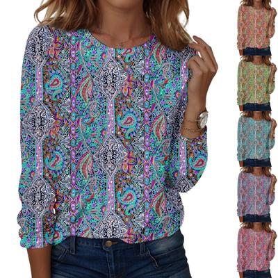 Chemises à manches longues pour femmes, t-shirts graphiques imprimés mignons, chemisiers décontractés, grande taille, hauts basiques, pull