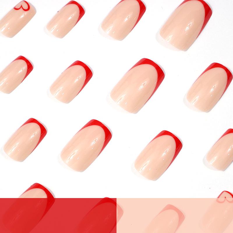 Valentinstag Rotes Herz Französische Nagelspitzen - Einfach, Modisch Mittellang