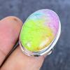 Rainbow Solar Quartz Gemstone Handmade 925 Sterling Silver Ring Size 8 M7b47