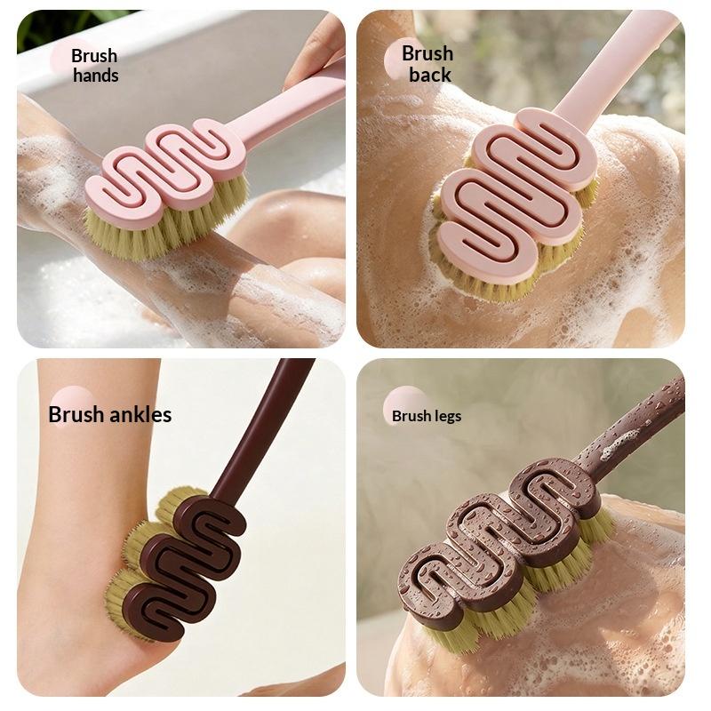 Long Handle Shower Back Brush With Soft Bristles Ergonomic Design For Daily Bathing Deep Exfoliating Skin Cleansing